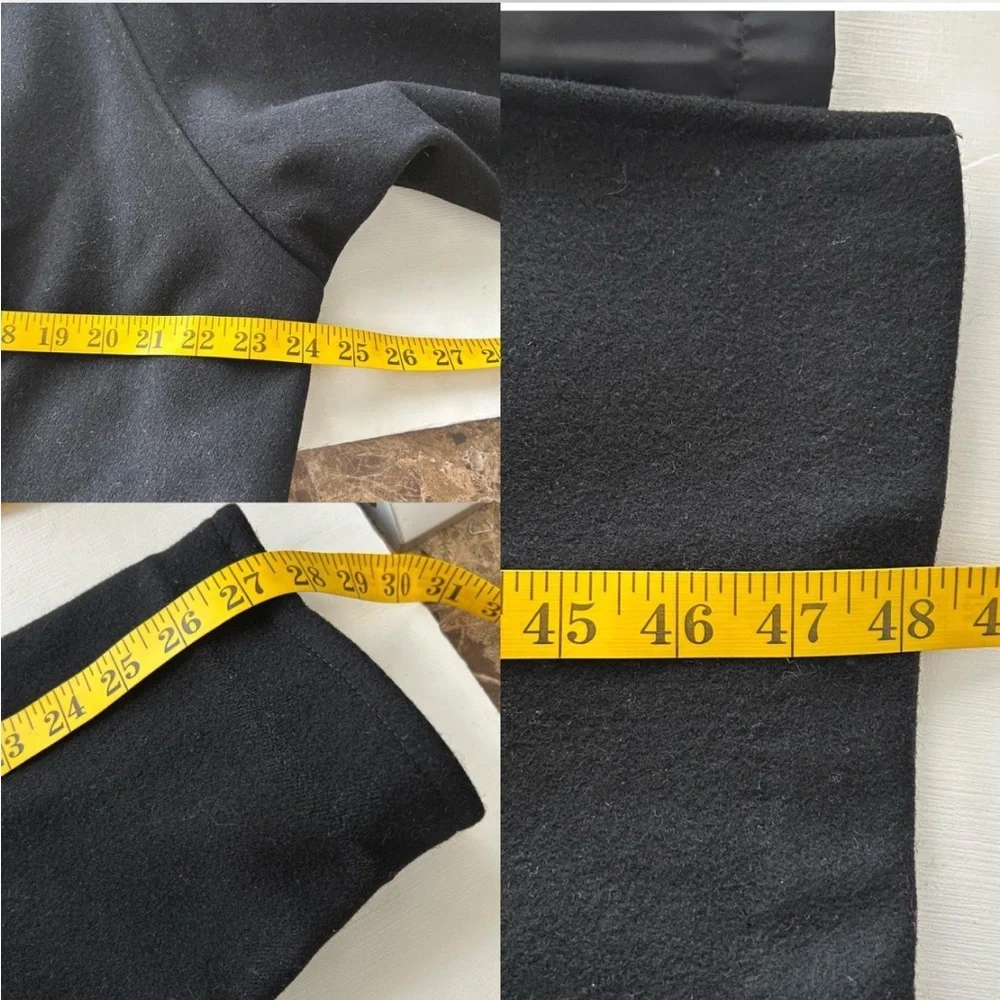 Vintage 80s Central Park double-breasted Wool black full-length overcoat size 14 - Picture 8 of 8